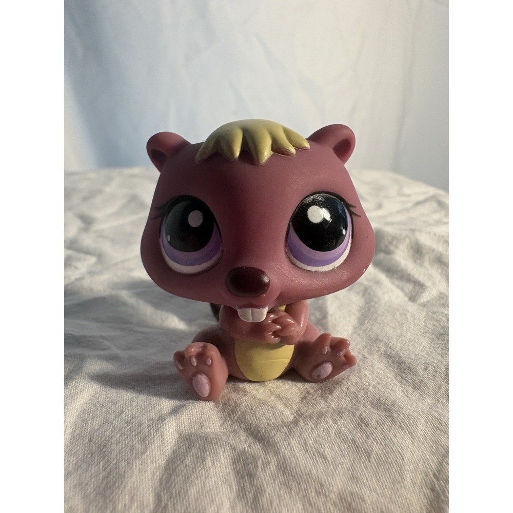 Littlest Pet Shop LPS 1410 Beaver Purple Eyes Hasbro 2007 Toy Figurine